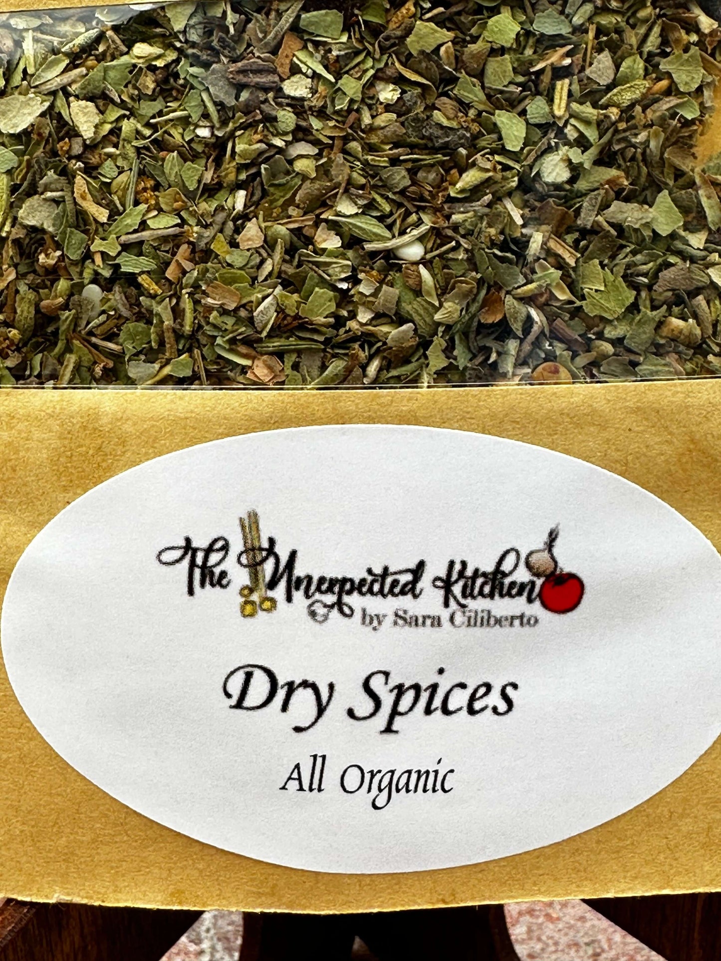 Close Up of Sara's Organic Dry Spices